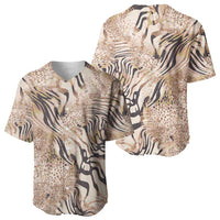 African Zebra Leopard Pattern Baseball Jersey Sand Taupe Beige