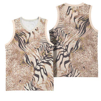 African Zebra Leopard Pattern Basketball Jersey Sand Taupe Beige