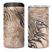 African Zebra Leopard Pattern 4 in 1 Can Cooler Tumbler Sand Taupe Beige