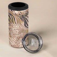 African Zebra Leopard Pattern 4 in 1 Can Cooler Tumbler Sand Taupe Beige
