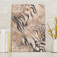 African Zebra Leopard Pattern Canvas Wall Art Sand Taupe Beige