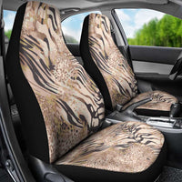 African Zebra Leopard Pattern Car Seat Cover Sand Taupe Beige