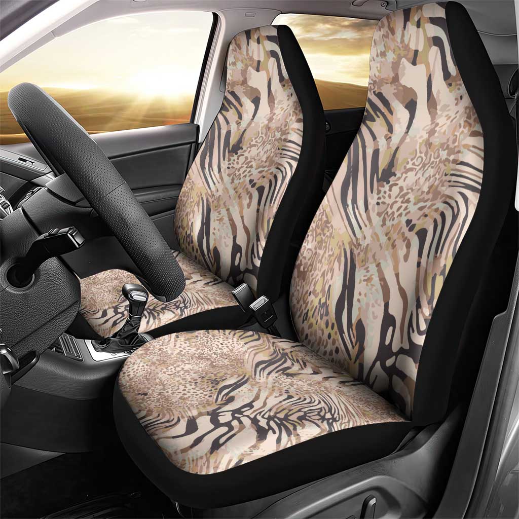 African Zebra Leopard Pattern Car Seat Cover Sand Taupe Beige
