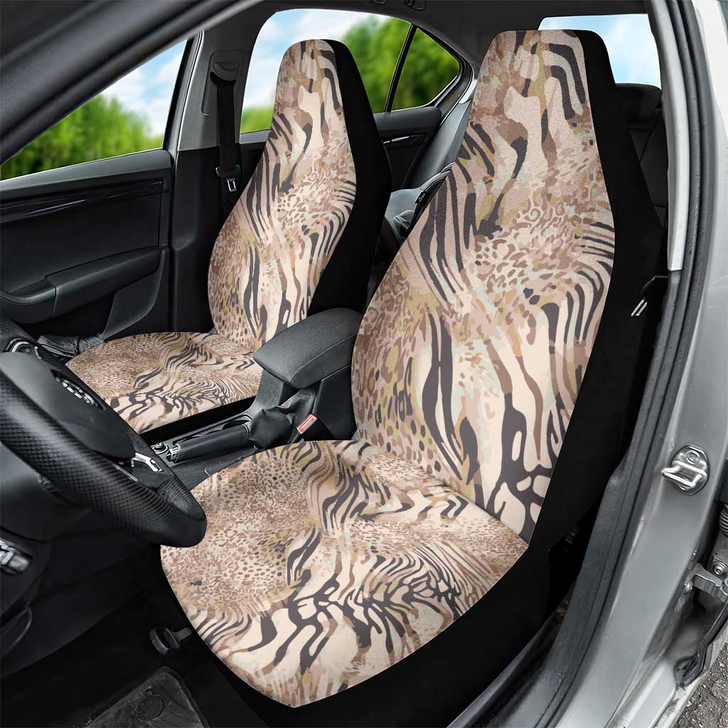 African Zebra Leopard Pattern Car Seat Cover Sand Taupe Beige