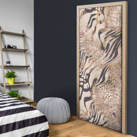 African Zebra Leopard Pattern Door Cover Sand Taupe Beige