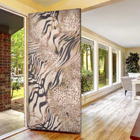 African Zebra Leopard Pattern Door Cover Sand Taupe Beige