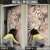 African Zebra Leopard Pattern Door Cover Sand Taupe Beige