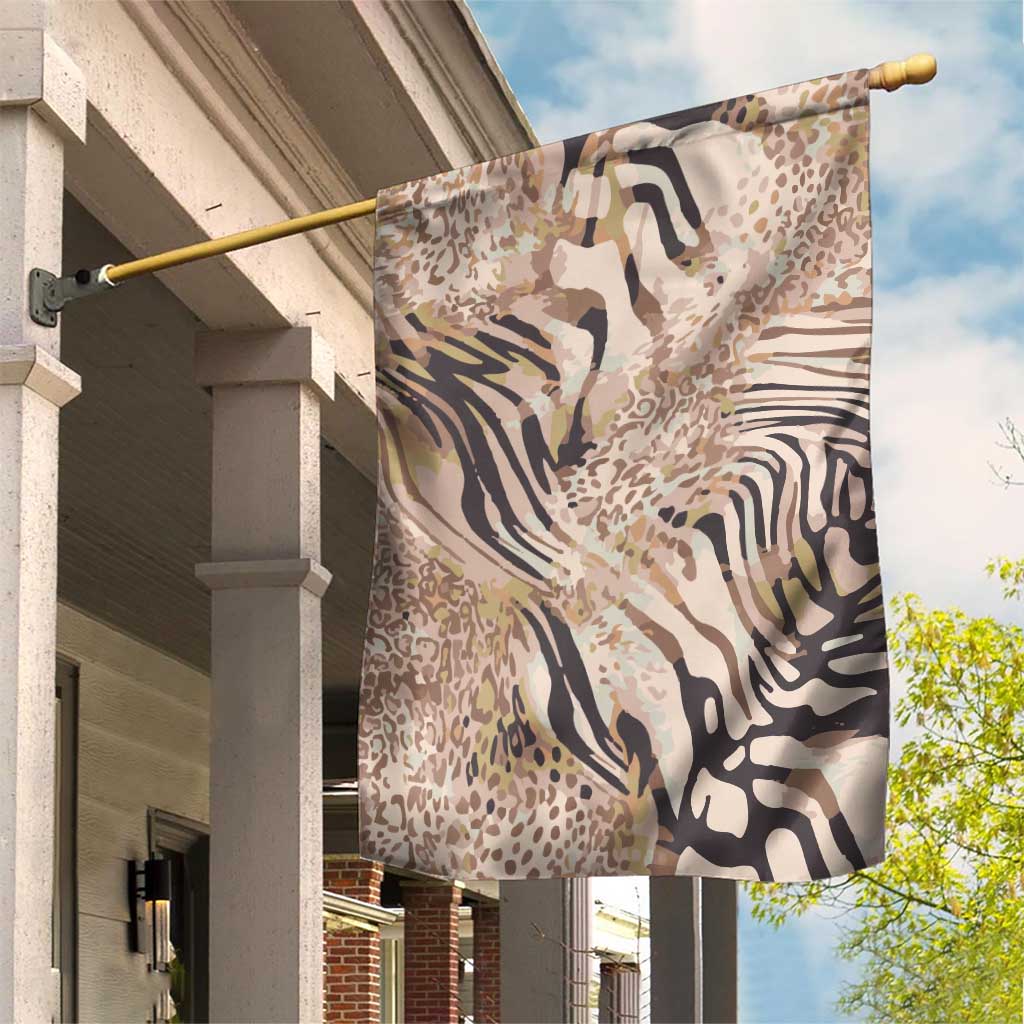 African Zebra Leopard Pattern Garden Flag Sand Taupe Beige