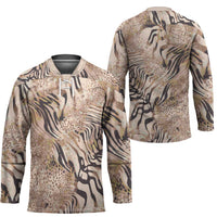 African Zebra Leopard Pattern Hockey Jersey Sand Taupe Beige