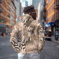 African Zebra Leopard Pattern Hoodie Sand Taupe Beige