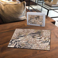 African Zebra Leopard Pattern Puzzle Sand Taupe Beige