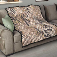 African Zebra Leopard Pattern Quilt Sand Taupe Beige
