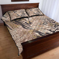 African Zebra Leopard Pattern Quilt Bed Set Sand Taupe Beige
