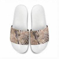 African Zebra Leopard Pattern Slide Sandals Sand Taupe Beige