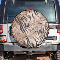 African Zebra Leopard Pattern Spare Tire Cover Sand Taupe Beige