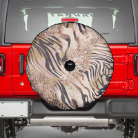 African Zebra Leopard Pattern Spare Tire Cover Sand Taupe Beige