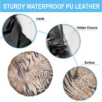 African Zebra Leopard Pattern Spare Tire Cover Sand Taupe Beige