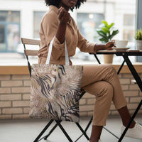 African Zebra Leopard Pattern Tote Bag Sand Taupe Beige