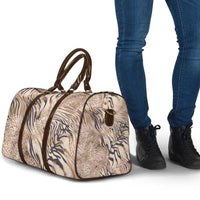 African Zebra Leopard Pattern Travel Bag Sand Taupe Beige