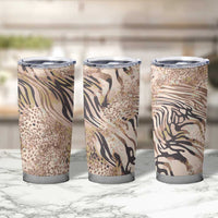 African Zebra Leopard Pattern Tumbler Cup Sand Taupe Beige