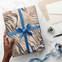 African Zebra Leopard Pattern Wrapping Paper Sand Taupe Beige