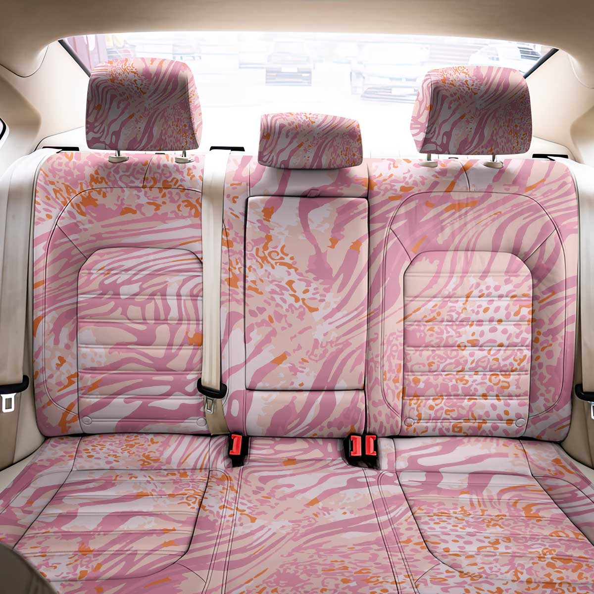 African Zebra Leopard Pattern Back Car Seat Cover Blush Savannah