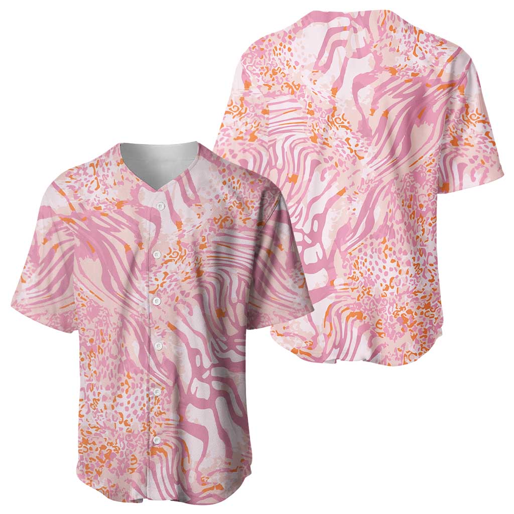 African Zebra Leopard Pattern Baseball Jersey Blush Savannah