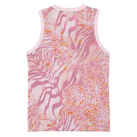 African Zebra Leopard Pattern Basketball Jersey Blush Savannah