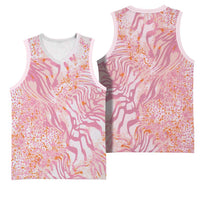 African Zebra Leopard Pattern Basketball Jersey Blush Savannah