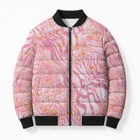 African Zebra Leopard Pattern Bomber Puffer Jacket Blush Savannah