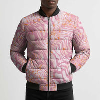 African Zebra Leopard Pattern Bomber Puffer Jacket Blush Savannah