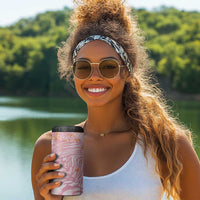 African Zebra Leopard Pattern 4 in 1 Can Cooler Tumbler Blush Savannah