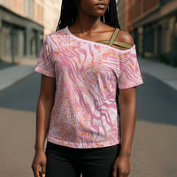 African Zebra Leopard Pattern Cross Shoulder Shirt Blush Savannah