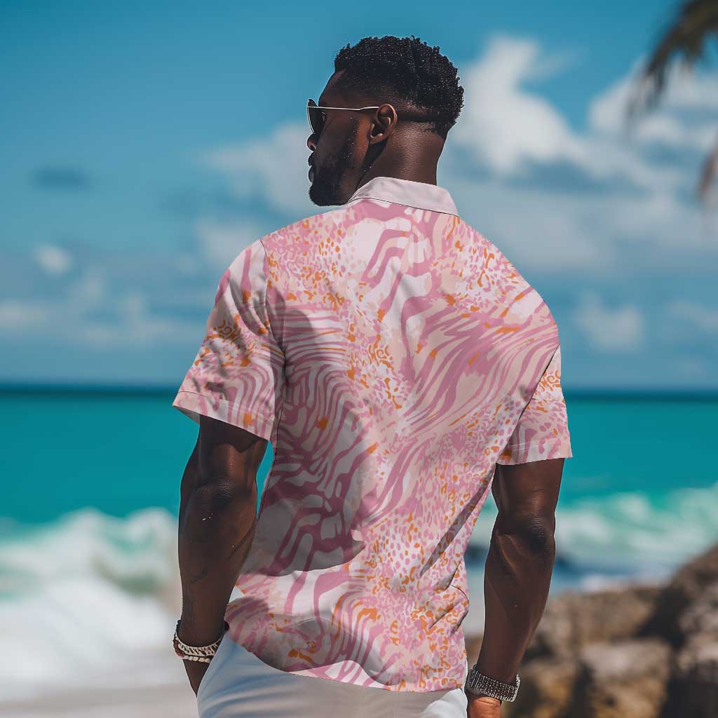 African Zebra Leopard Pattern Hawaiian Shirt Blush Savannah