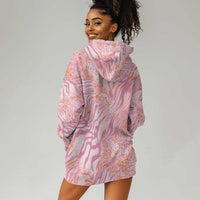 African Zebra Leopard Pattern Hoodie Dress Blush Savannah