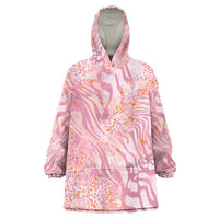 African Zebra Leopard Pattern Kid Wearable Blanket Hoodie Blush Savannah