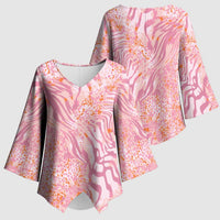 African Zebra Leopard Pattern Kimono Sleeve Blouse Blush Savannah