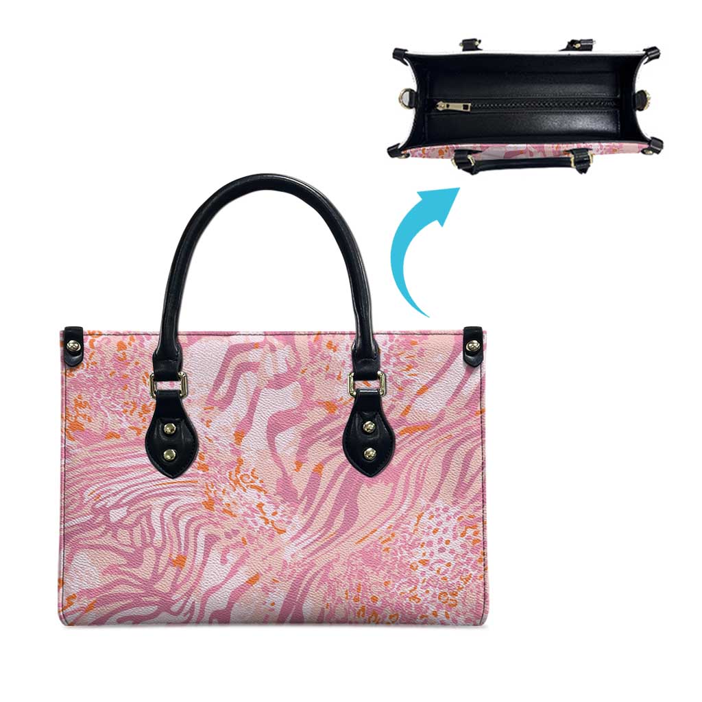 African Zebra Leopard Pattern Leather Bag Blush Savannah