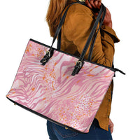 African Zebra Leopard Pattern Leather Tote Bag Blush Savannah