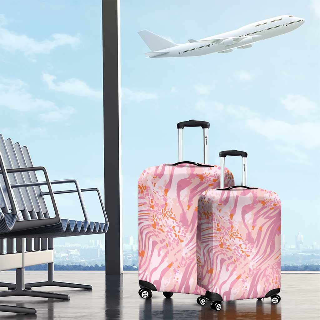 African Zebra Leopard Pattern Luggage Cover Blush Savannah