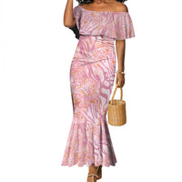 African Zebra Leopard Pattern Mermaid Dress Blush Savannah