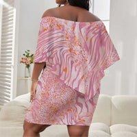 African Zebra Leopard Pattern Off Shoulder Short Dress Blush Savannah