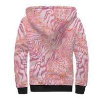 African Zebra Leopard Pattern Sherpa Hoodie Blush Savannah