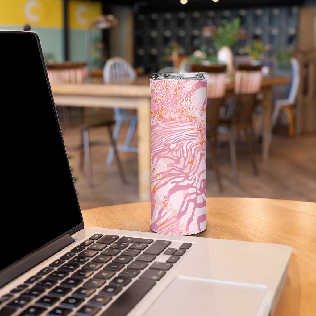 African Zebra Leopard Pattern Skinny Tumbler Blush Savannah