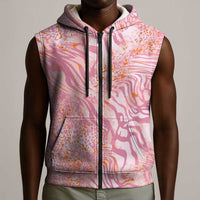 African Zebra Leopard Pattern Sleeveless Zip Hoodie Blush Savannah
