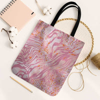 African Zebra Leopard Pattern Tote Bag Blush Savannah