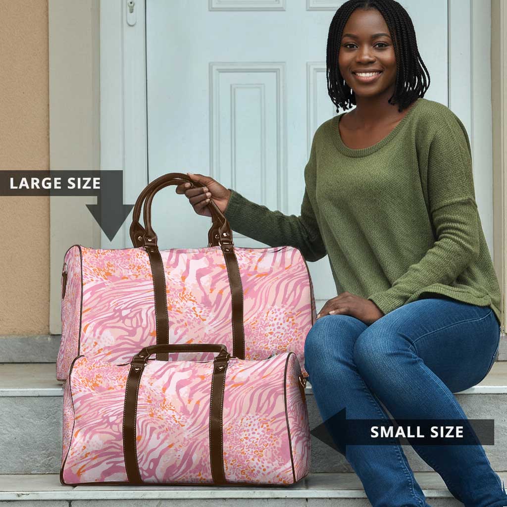 African Zebra Leopard Pattern Travel Bag Blush Savannah