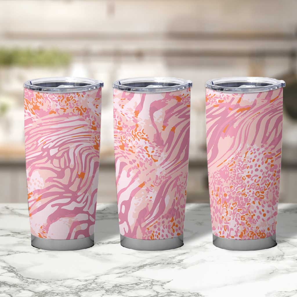 African Zebra Leopard Pattern Tumbler Cup Blush Savannah