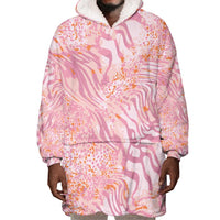 African Zebra Leopard Pattern Wearable Blanket Hoodie Blush Savannah