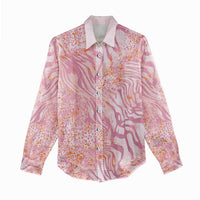 African Zebra Leopard Pattern Women Casual Shirt Blush Savannah